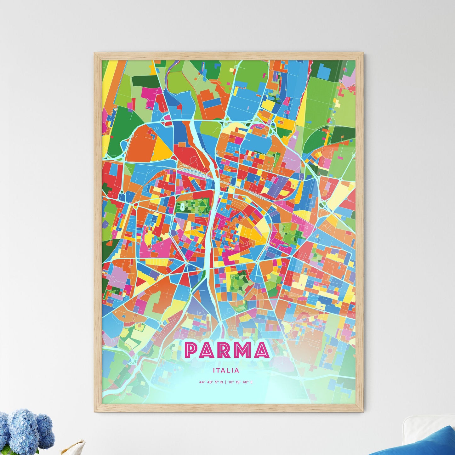 Colorful PARMA ITALY Fine Art Map Crazy Colors