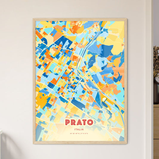 Colorful PRATO ITALY Fine Art Map Blue Orange