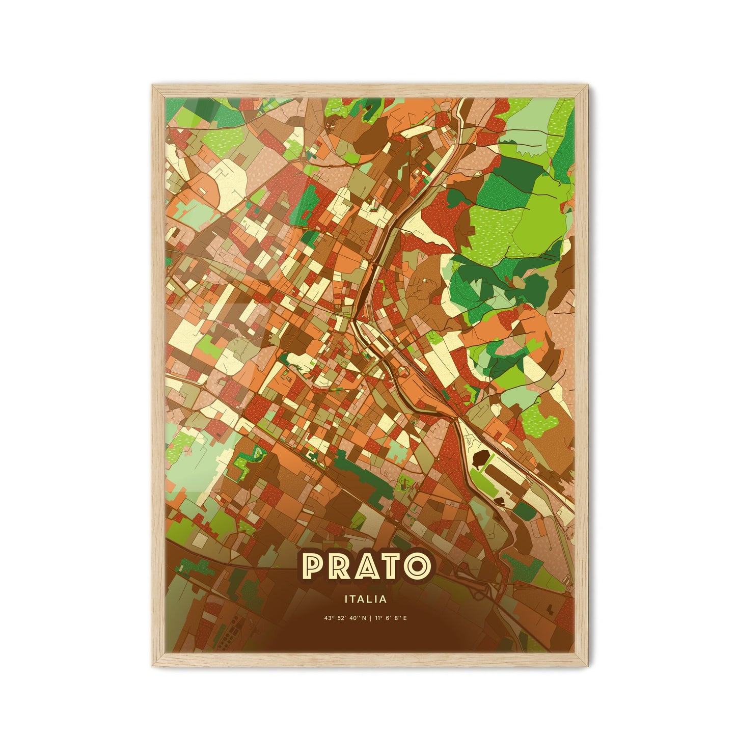 Colorful PRATO ITALY Fine Art Map Farmhouse