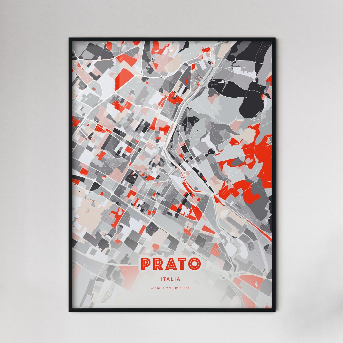 Colorful PRATO ITALY Fine Art Map Modern