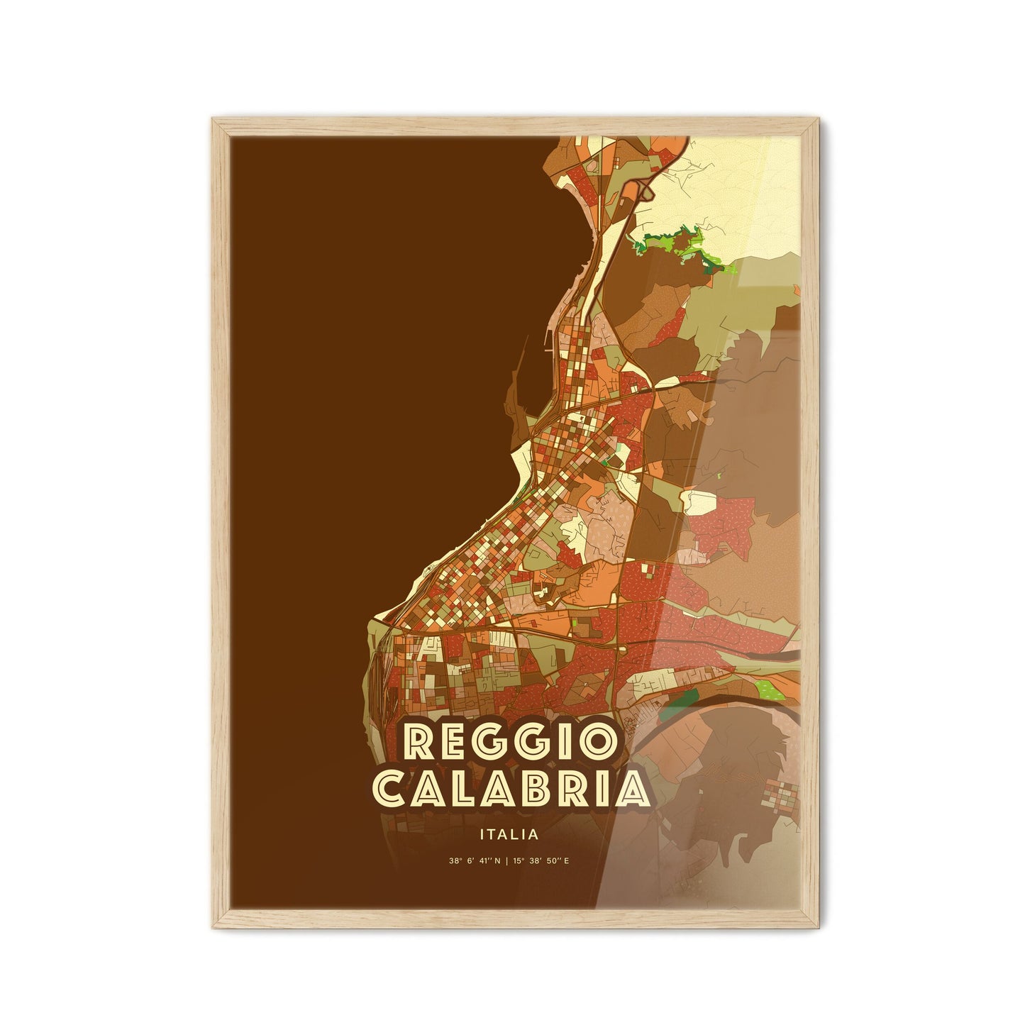 Colorful REGGIO CALABRIA ITALY Fine Art Map Farmhouse