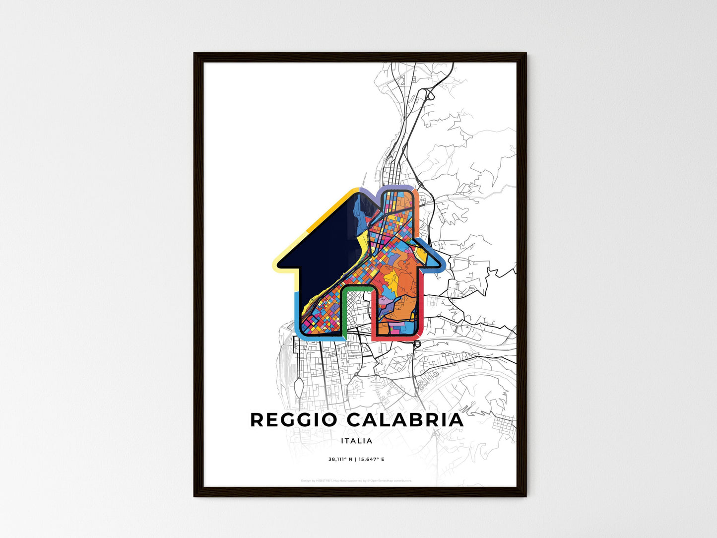 Reggio Calabria Italy wedding art map with home icon