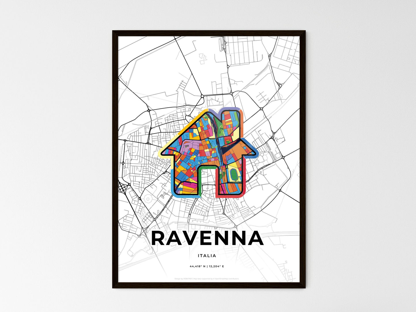 Ravenna Italy wedding art map with home icon