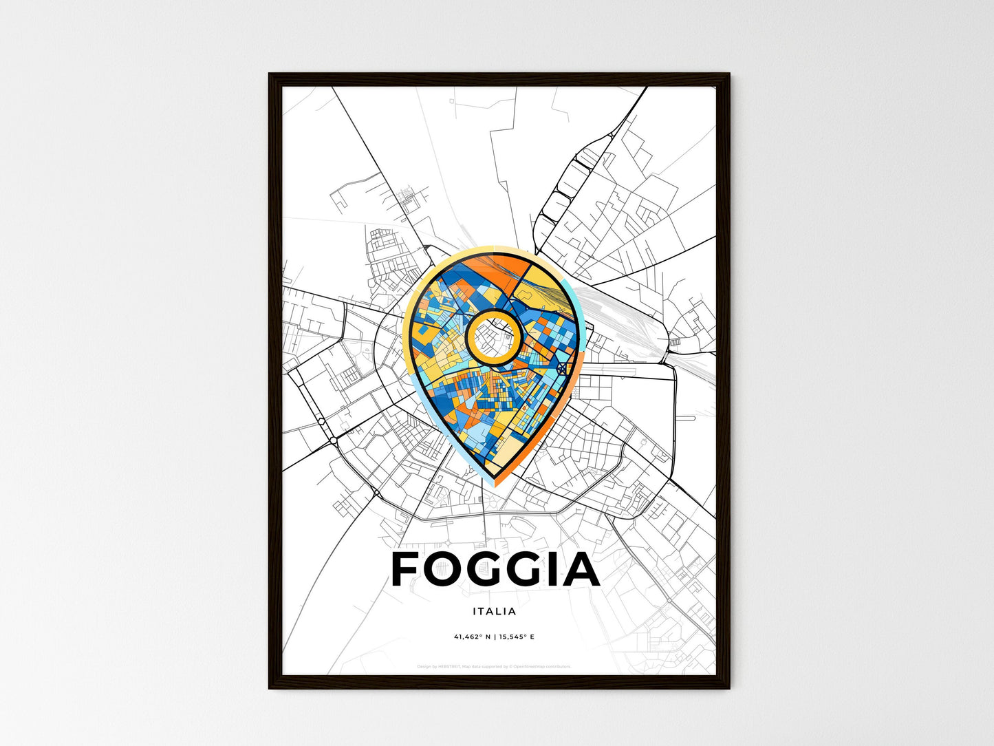 Foggia Italy wedding art map with pointer icon
