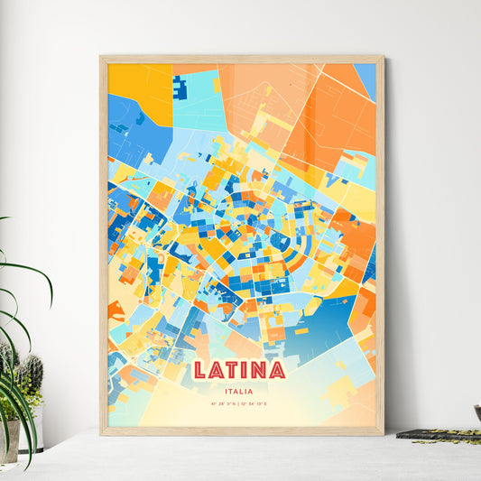 Colorful Latina Italy Fine Art Map Blue Orange