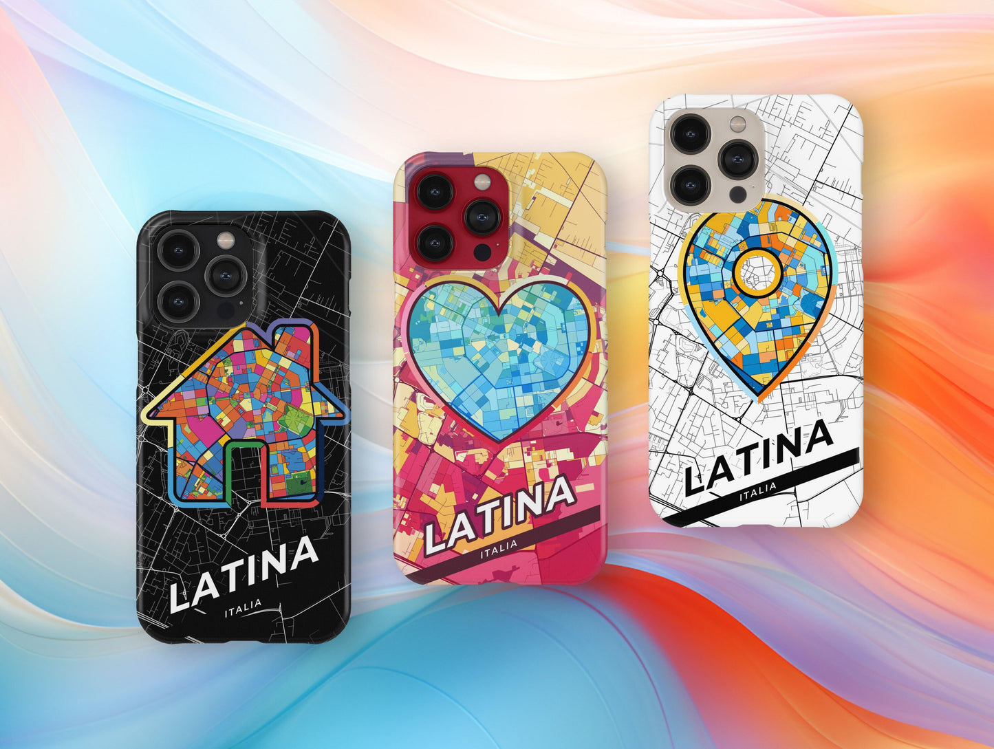 Latina Italy slim phone case with colorful icon. Birthday, wedding or housewarming gift. Couple match cases.