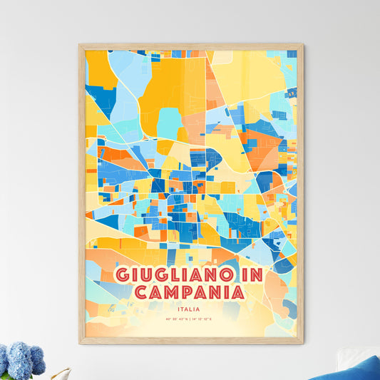 Colorful GIUGLIANO IN CAMPANIA ITALY Fine Art Map Blue Orange