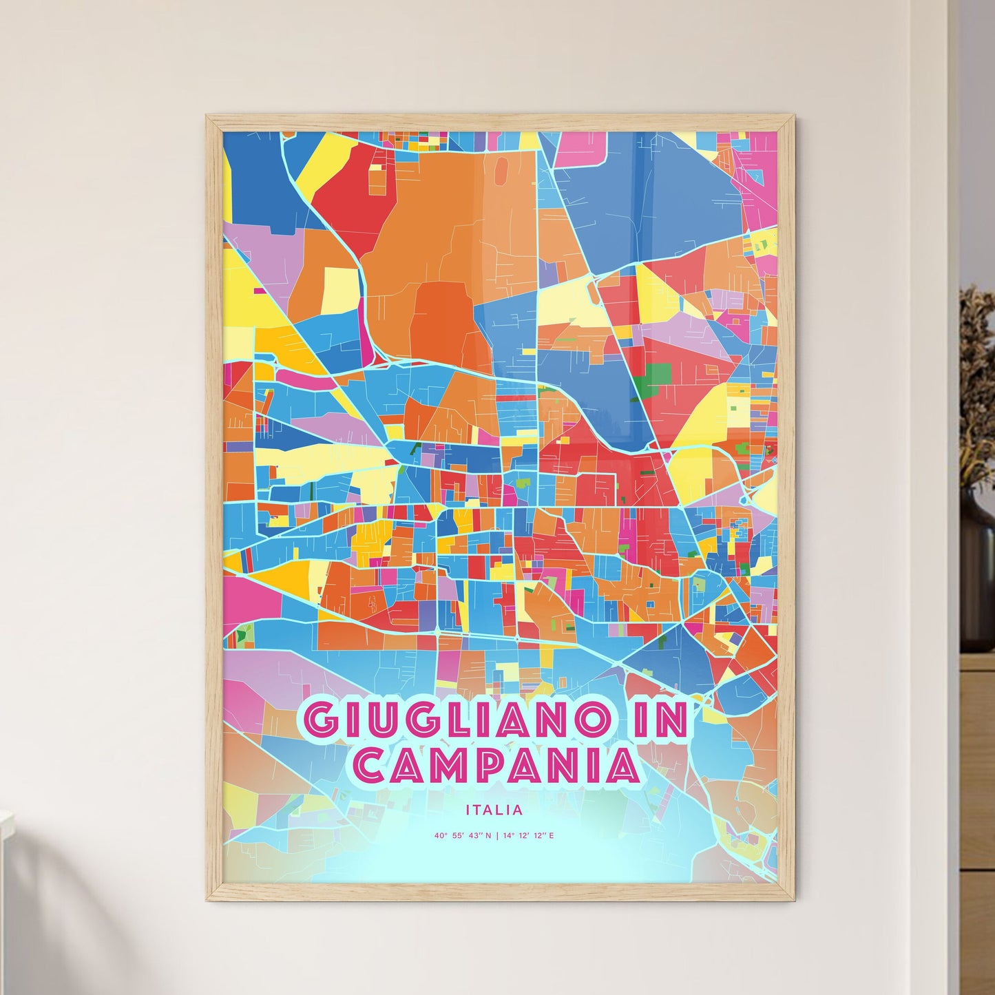 Colorful GIUGLIANO IN CAMPANIA ITALY Fine Art Map Crazy Colors