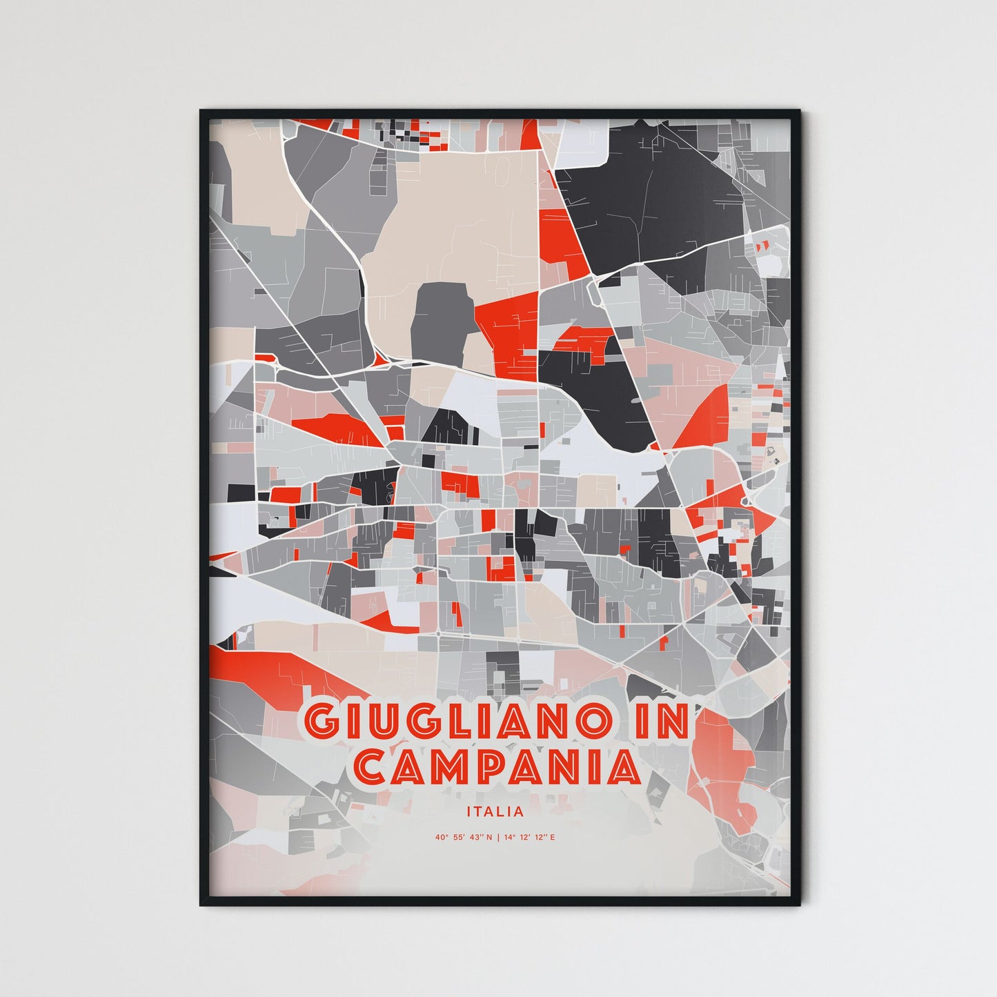 Colorful GIUGLIANO IN CAMPANIA ITALY Fine Art Map Modern