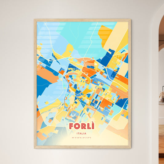 Colorful Forlì Italy Fine Art Map Blue Orange