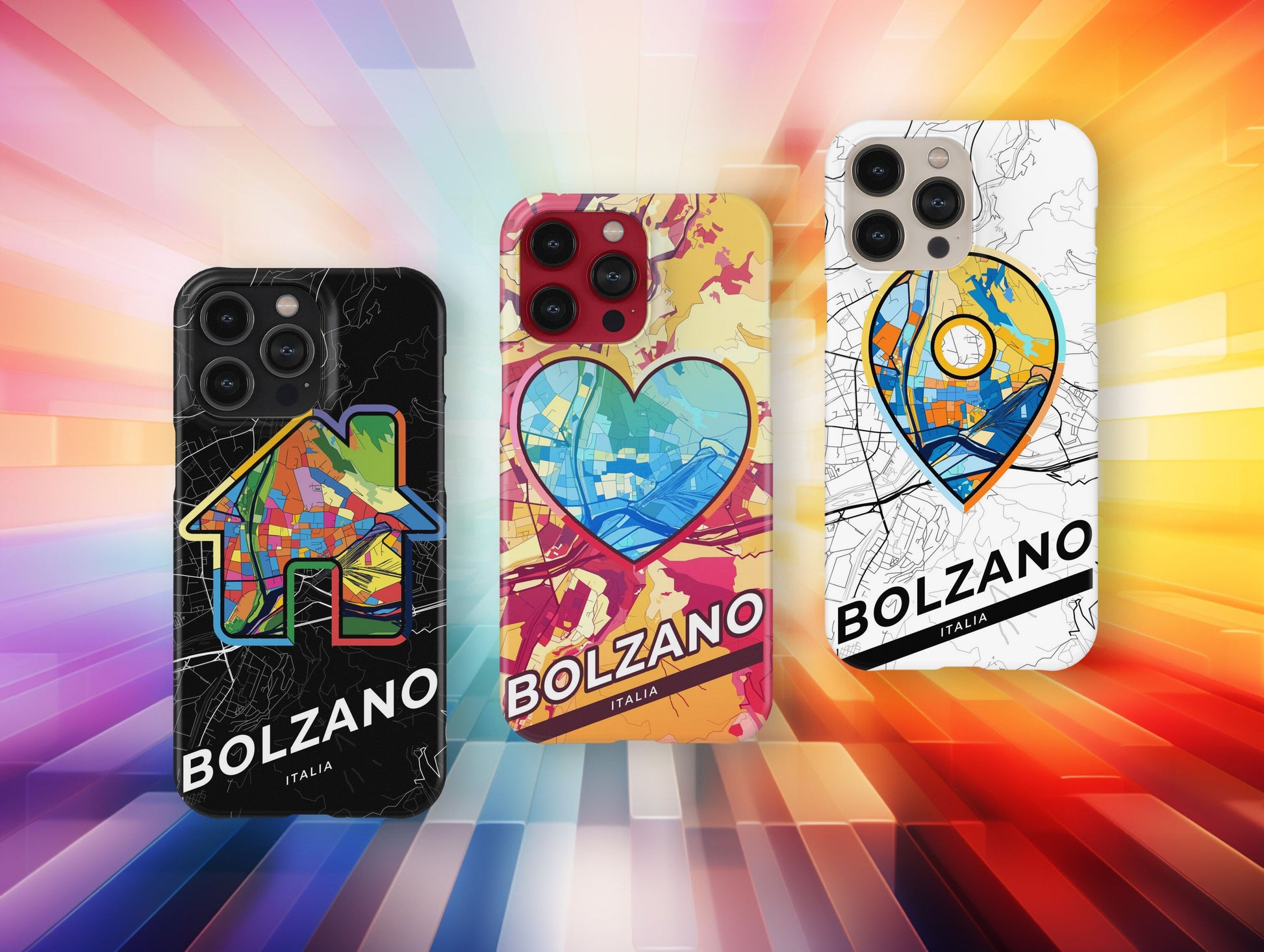 Bolzano Italy slim phone case with colorful icon. Birthday, wedding or housewarming gift. Couple match cases.