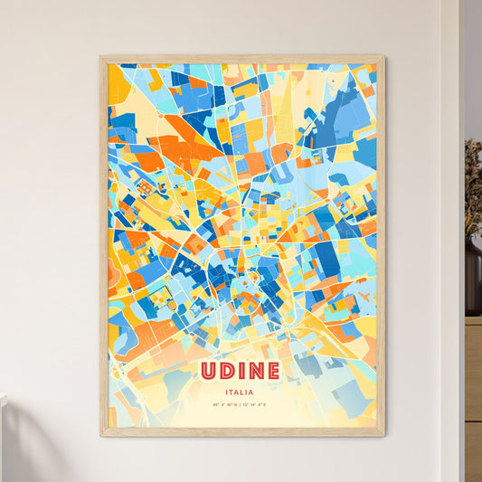 Colorful Udine Italy Fine Art Map Blue Orange