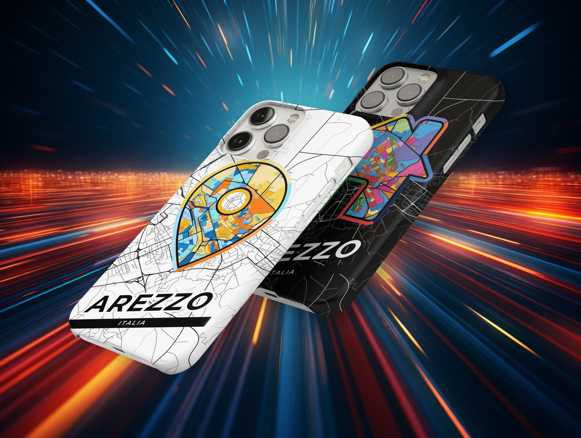 Arezzo Italy slim phone case with colorful icon. Birthday, wedding or housewarming gift. Couple match cases.