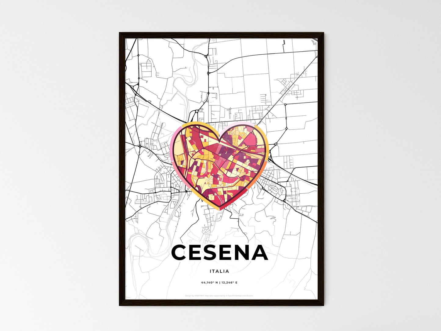 Cesena Italy wedding art map with heart icon
