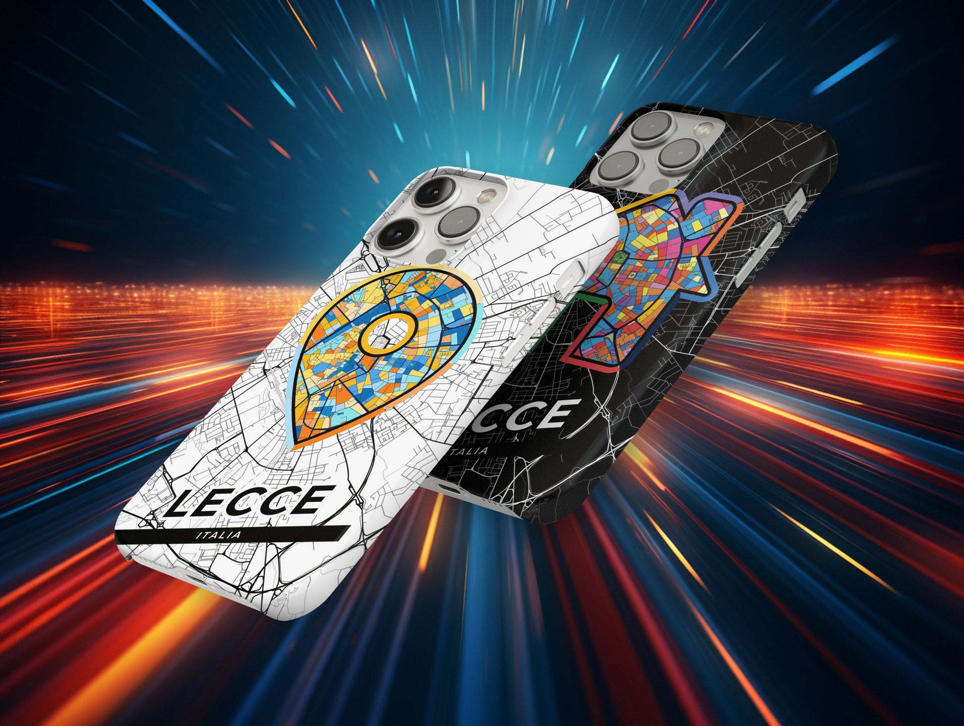 Lecce Italy slim phone case with colorful icon. Birthday, wedding or housewarming gift. Couple match cases.