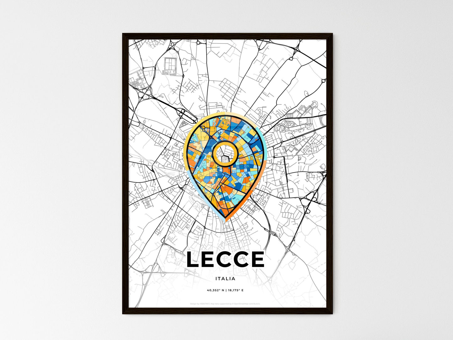 Lecce Italy wedding art map with pointer icon