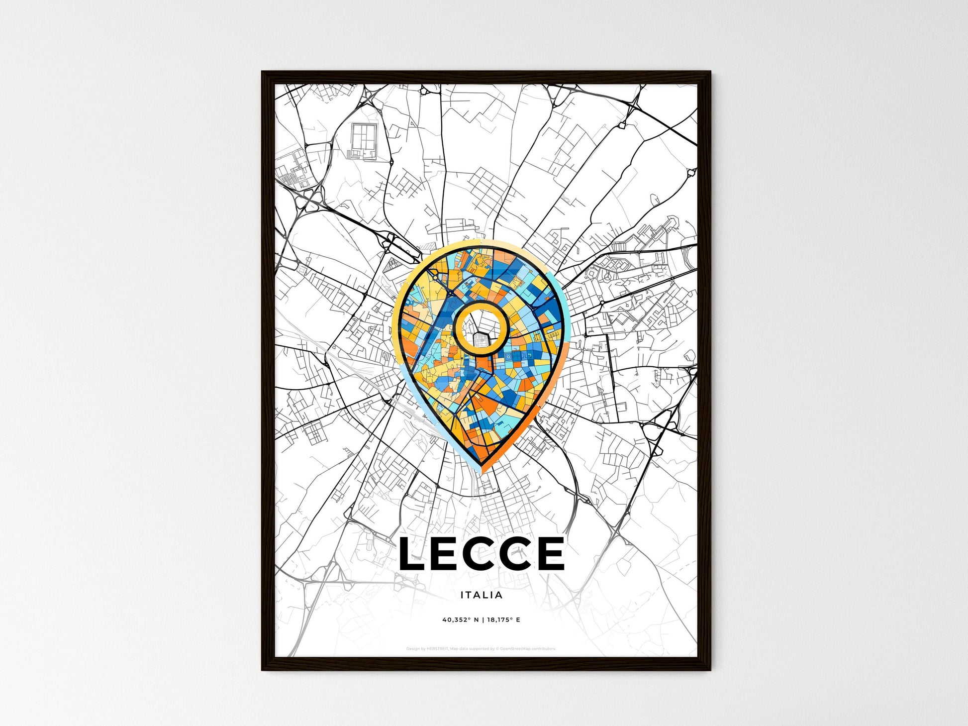 Lecce Italy wedding art map with pointer icon