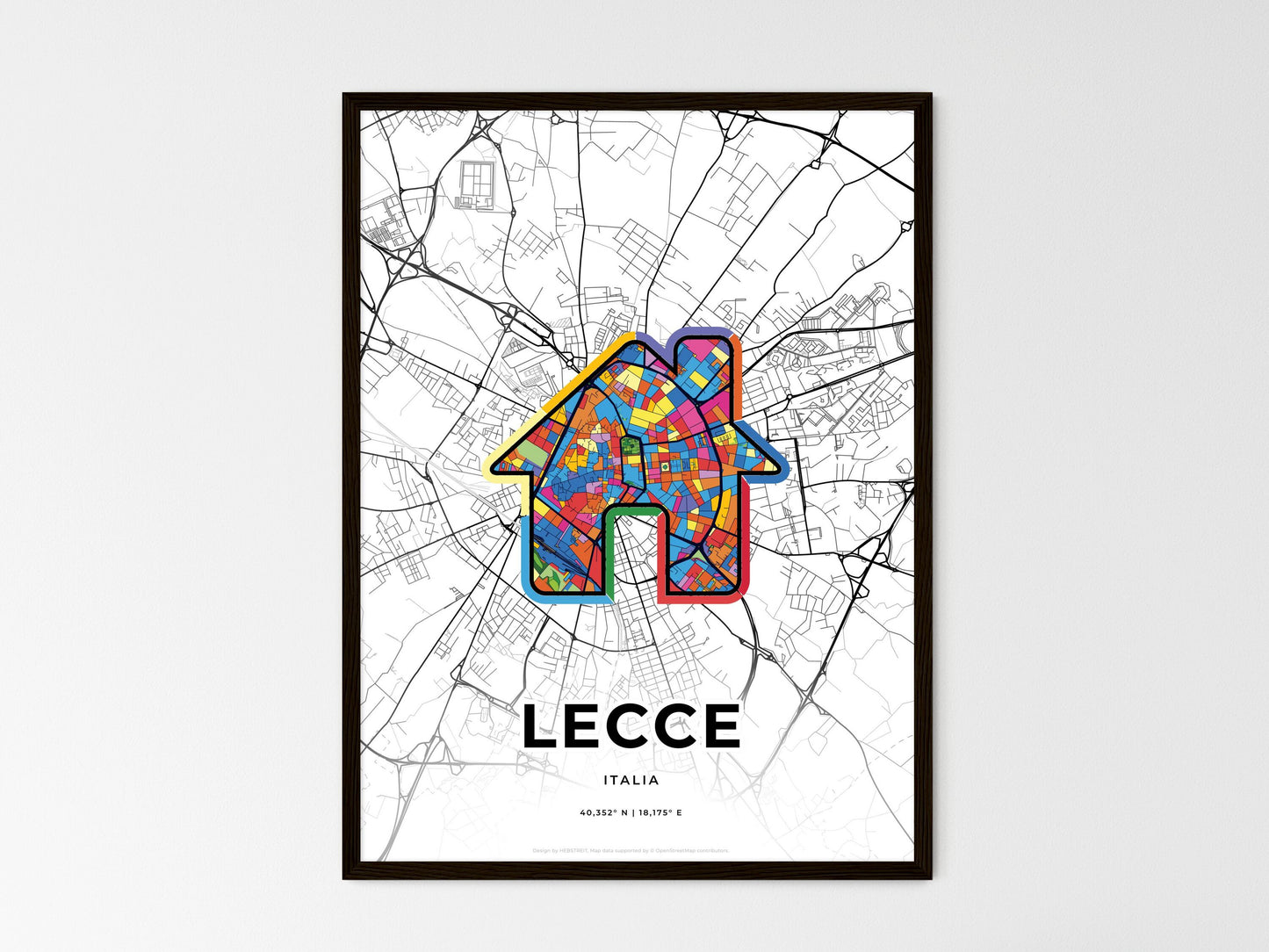 Lecce Italy wedding art map with home icon