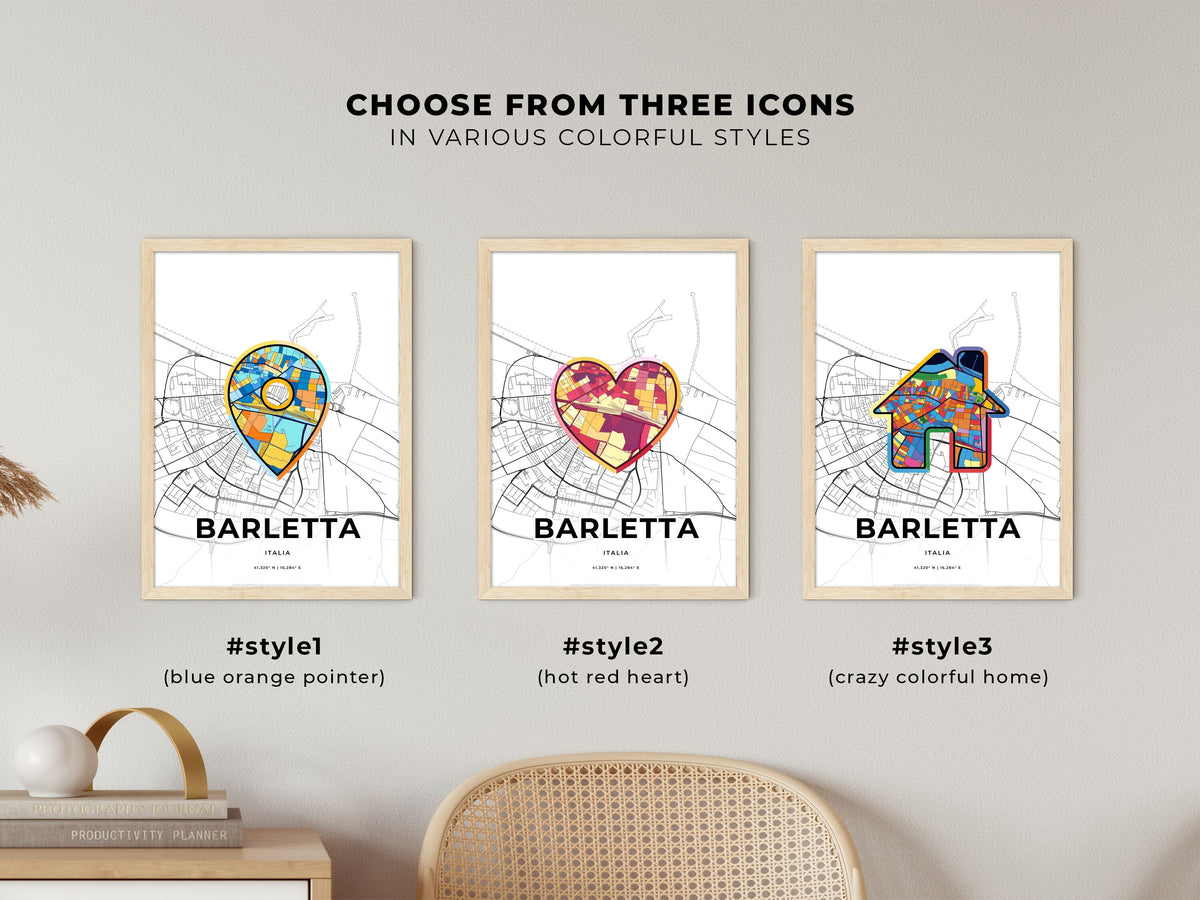 Barletta Italy maps with colorful icons