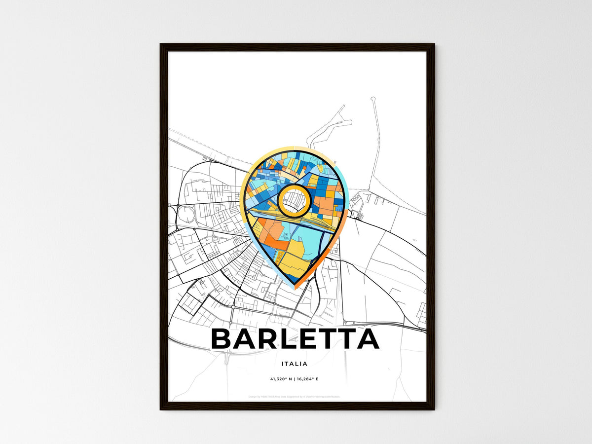 Barletta Italy wedding art map with pointer icon