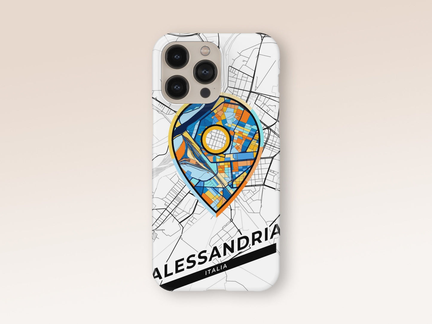 Alessandria Italy slim phone case with colorful icon. Birthday, wedding or housewarming gift. Couple match cases. 1