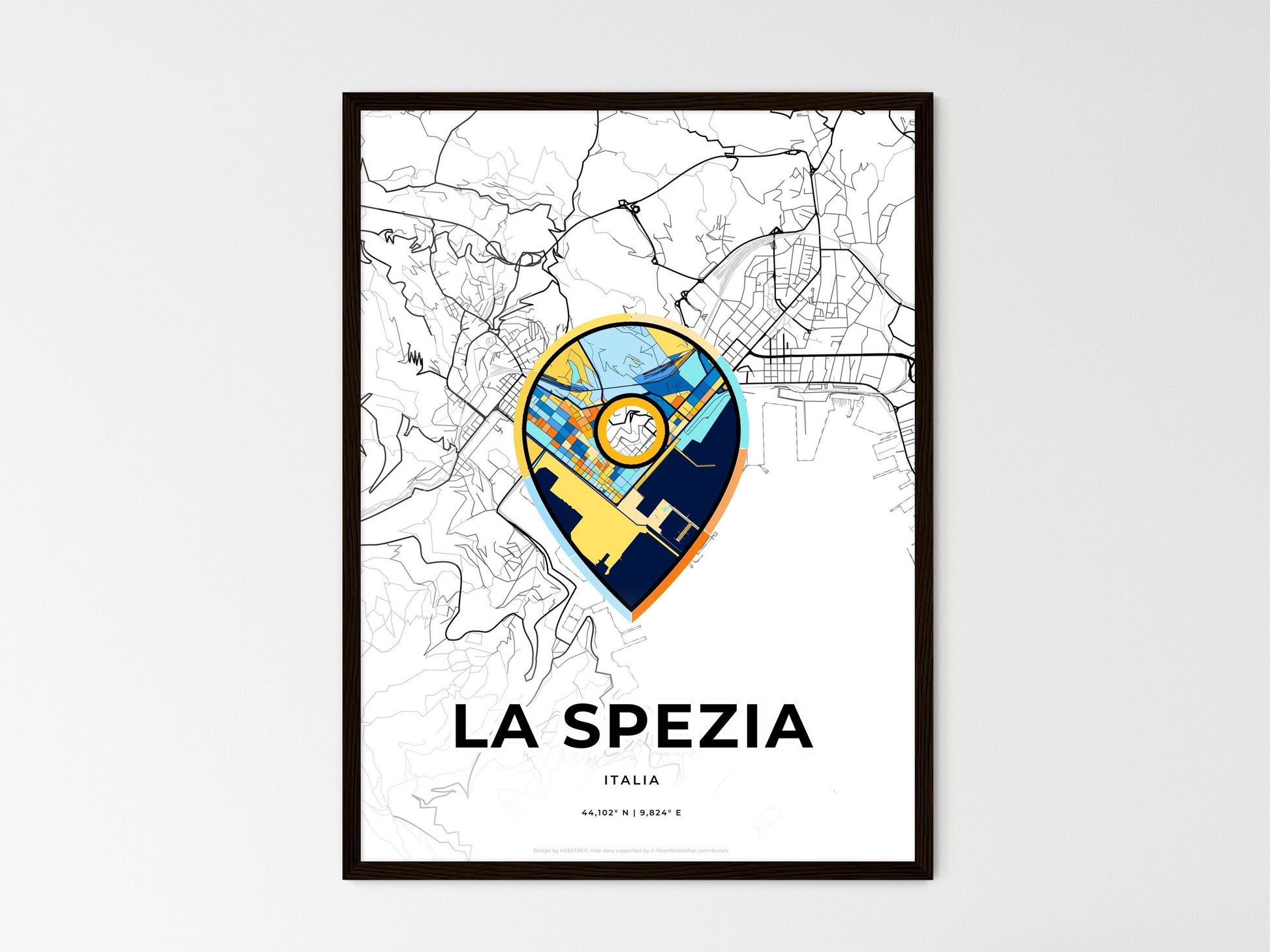La Spezia Italy wedding art map with pointer icon