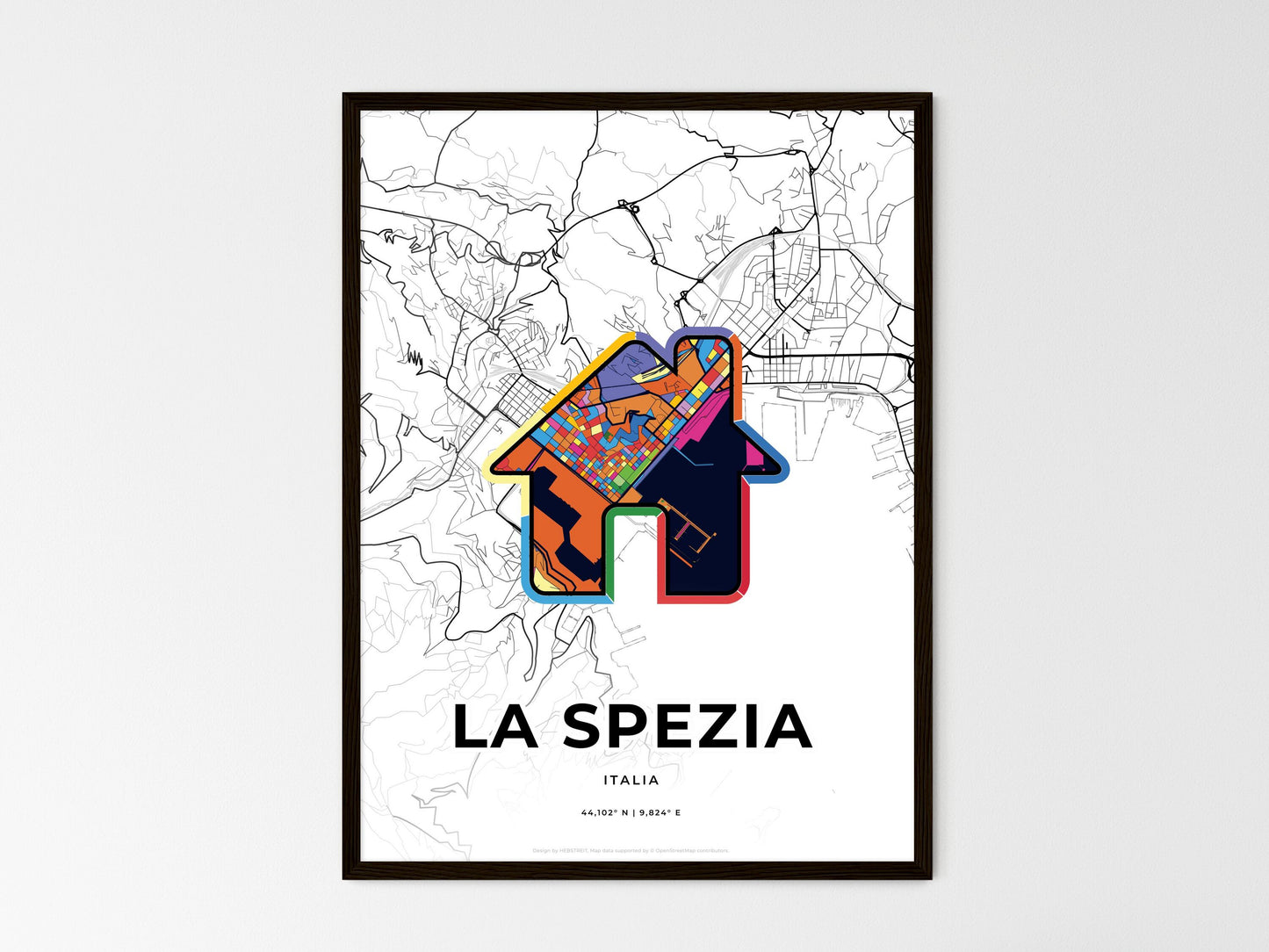 La Spezia Italy wedding art map with home icon