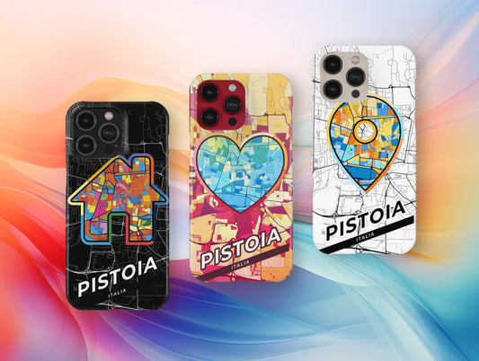 Pistoia Italy slim phone case with colorful icon. Birthday, wedding or housewarming gift. Couple match cases.