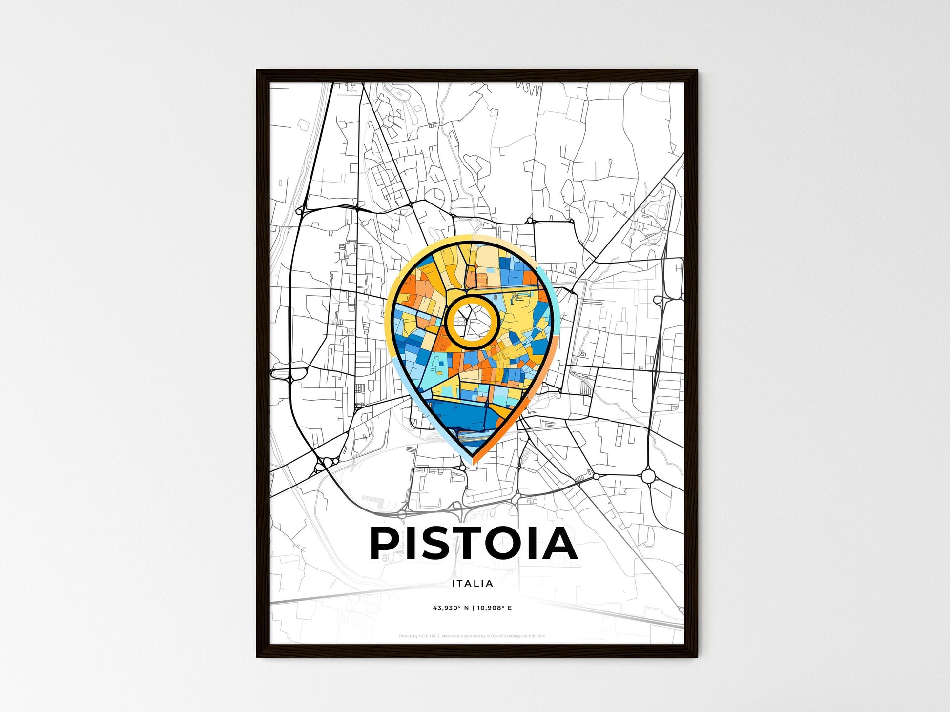 Pistoia Italy wedding art map with pointer icon