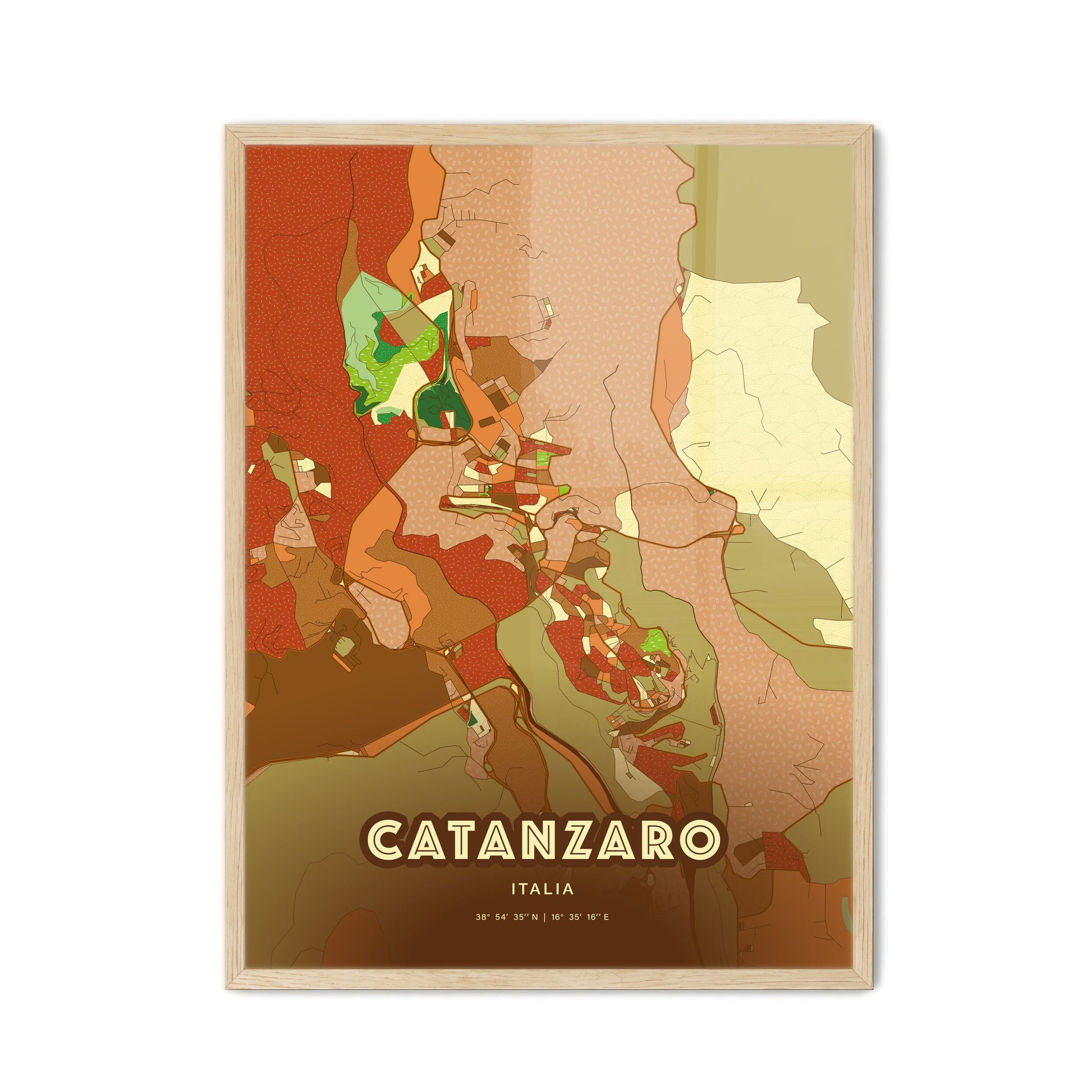 Colorful CATANZARO ITALY Fine Art Map Farmhouse