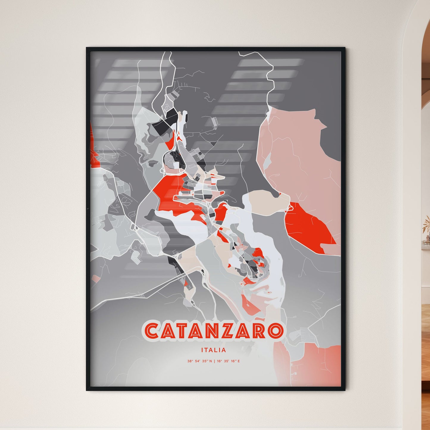 Colorful CATANZARO ITALY Fine Art Map Modern