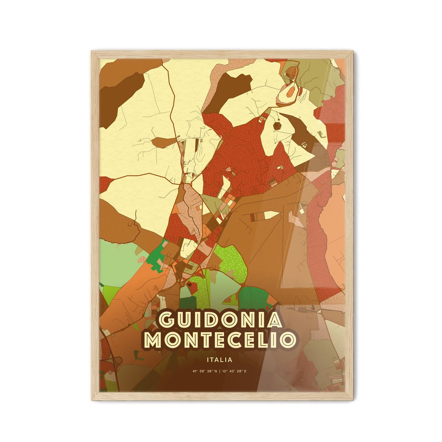 Colorful GUIDONIA MONTECELIO ITALY Fine Art Map Farmhouse