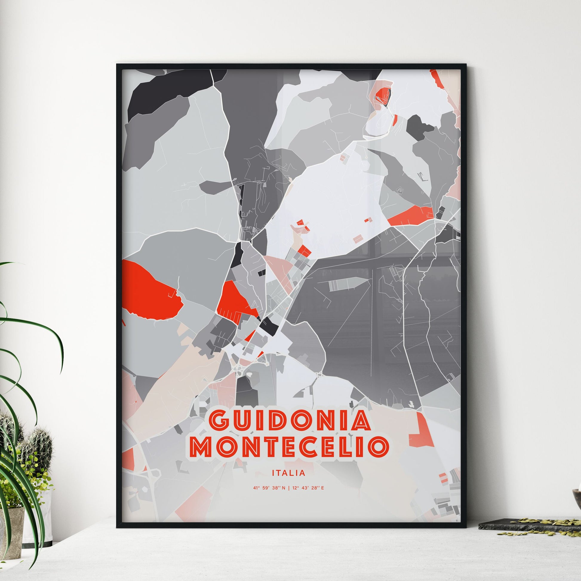 Colorful GUIDONIA MONTECELIO ITALY Fine Art Map Modern