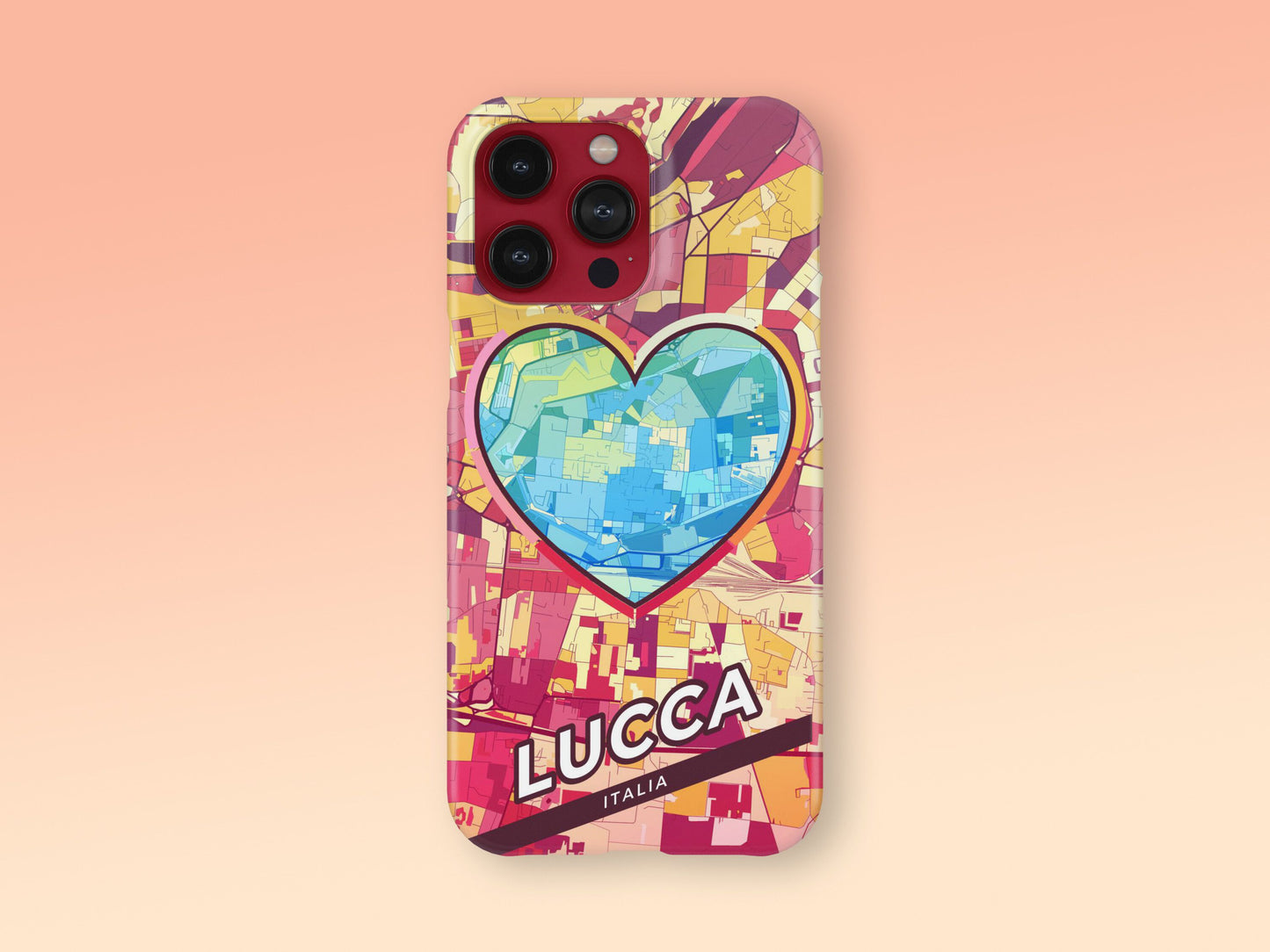 Lucca Italy slim phone case with colorful icon. Birthday, wedding or housewarming gift. Couple match cases. 2