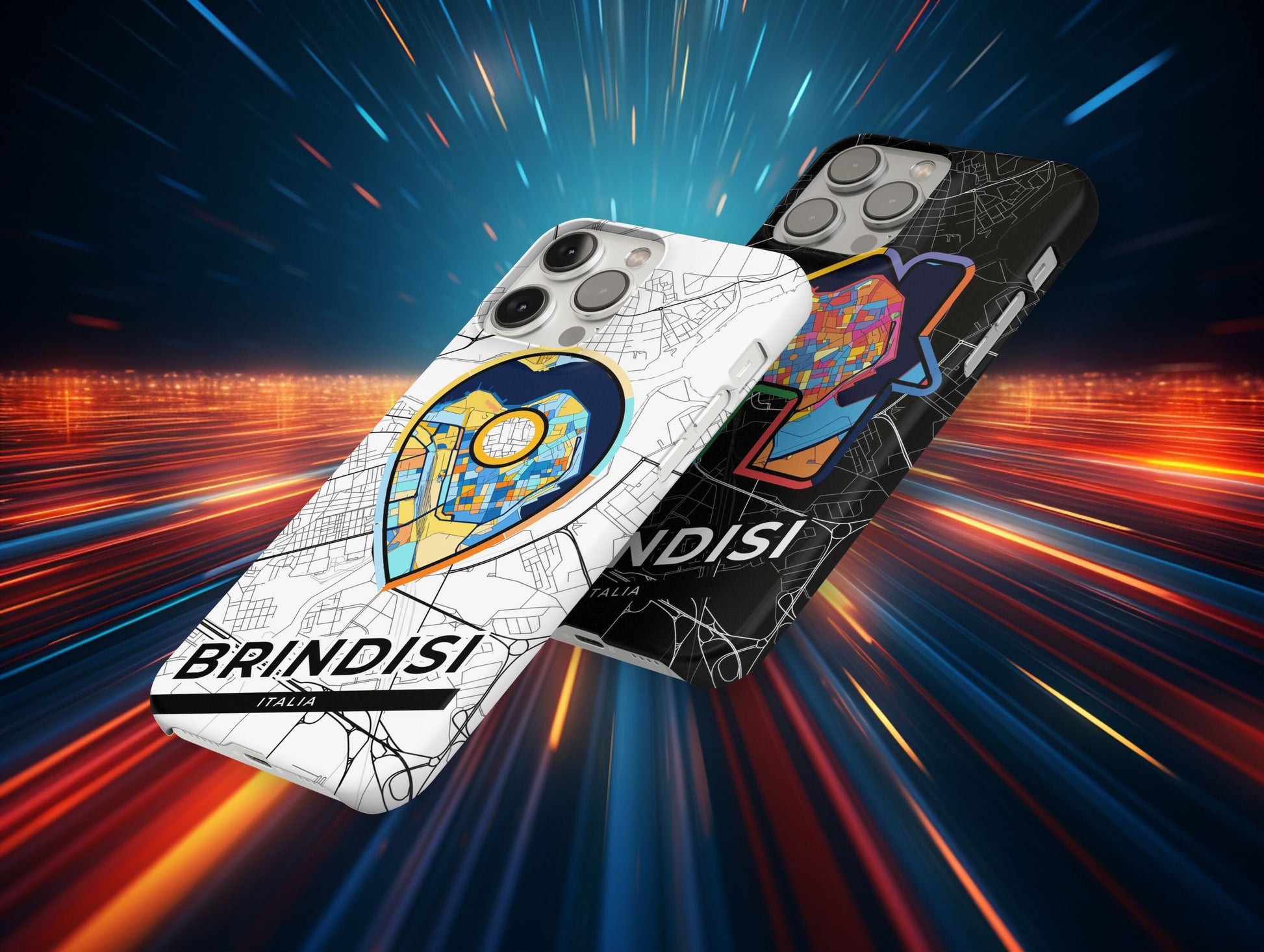 Brindisi Italy slim phone case with colorful icon. Birthday, wedding or housewarming gift. Couple match cases.