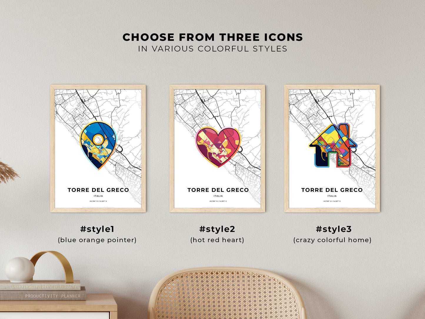 Torre Del Greco Italy maps with colorful icons