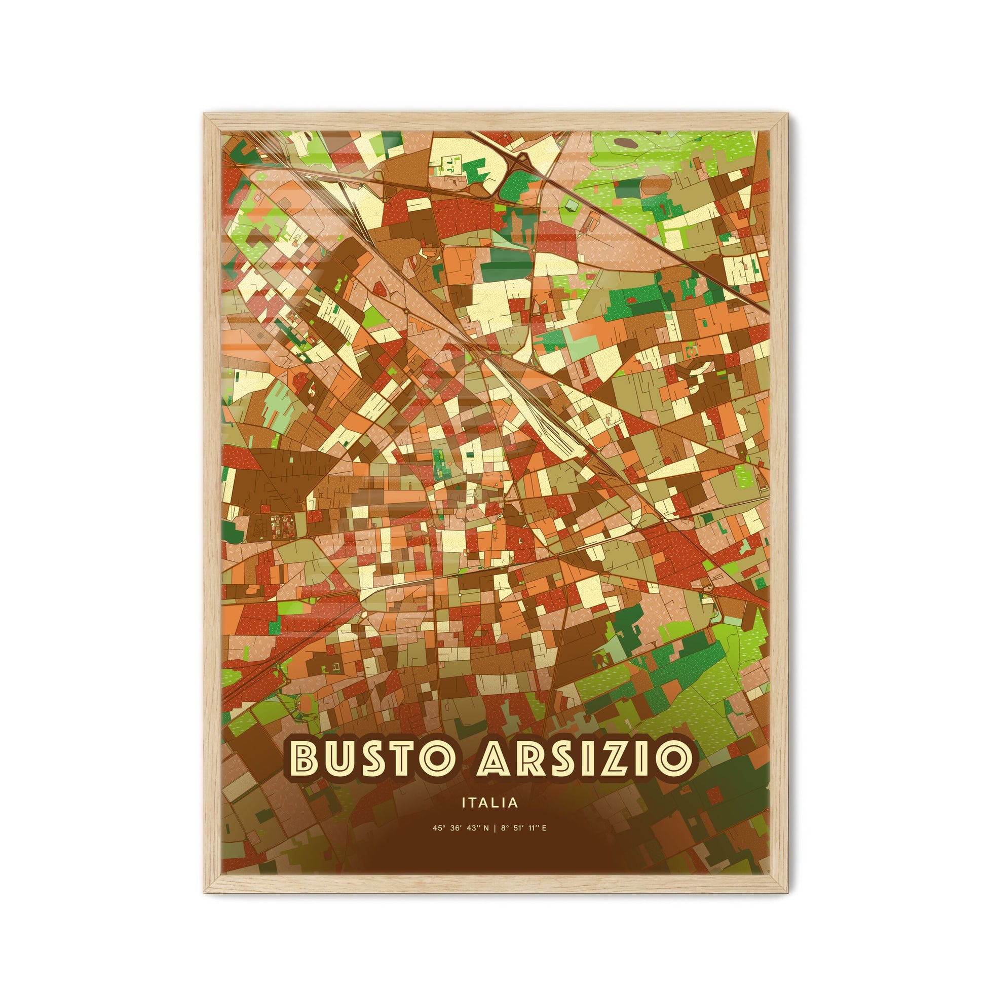 Colorful BUSTO ARSIZIO ITALY Fine Art Map Farmhouse