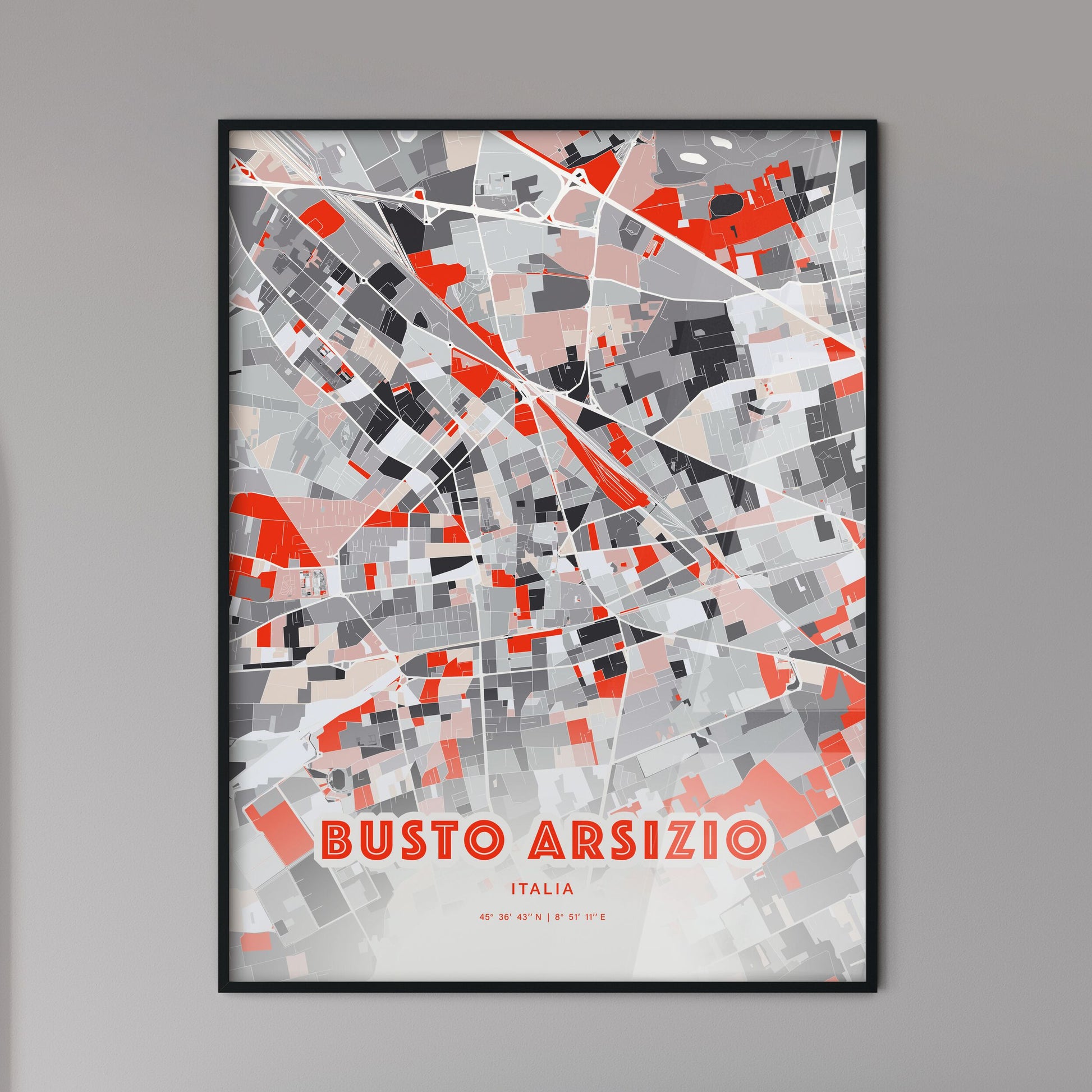 Colorful BUSTO ARSIZIO ITALY Fine Art Map Modern