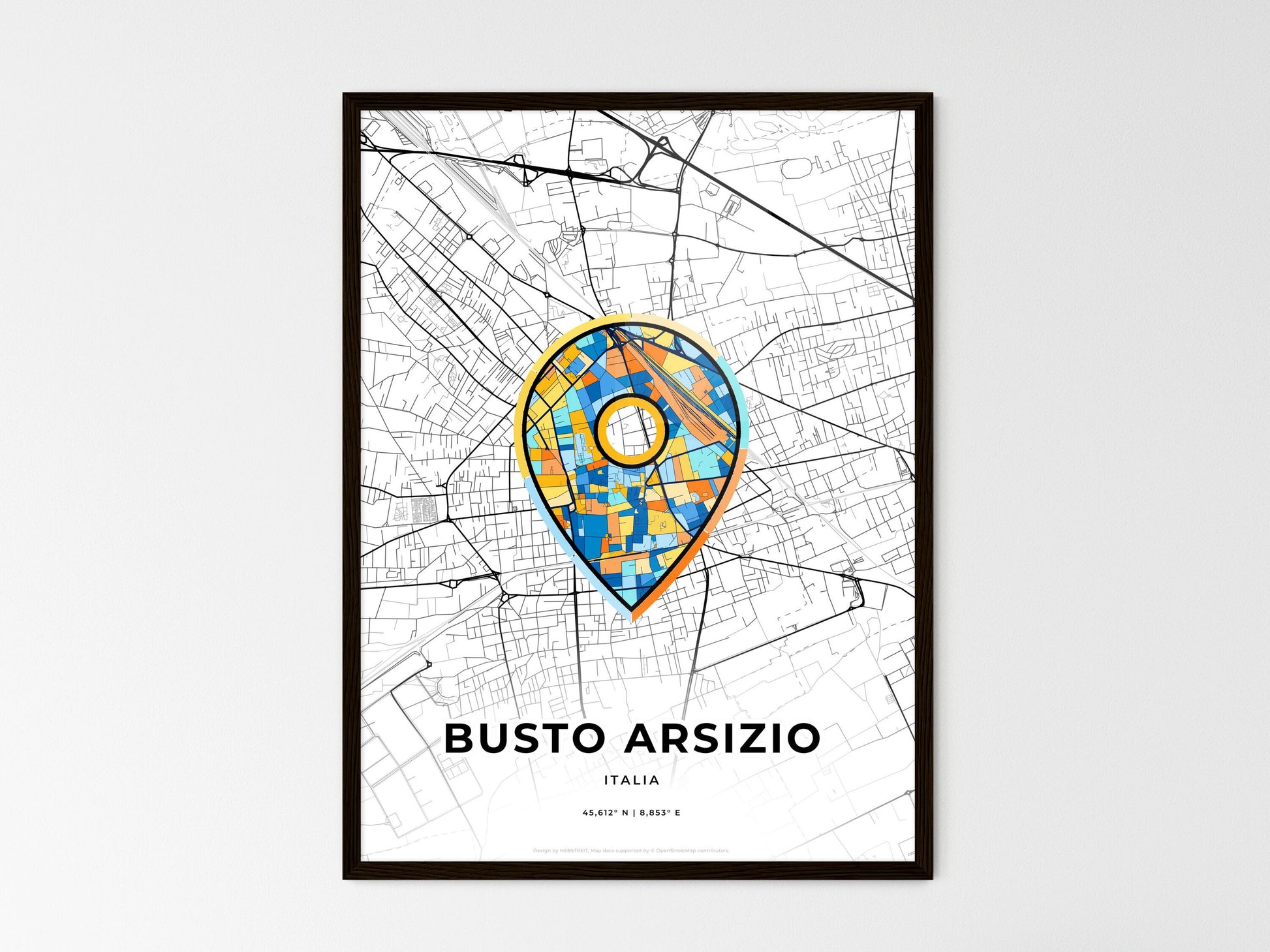 Busto Arsizio Italy wedding art map with pointer icon