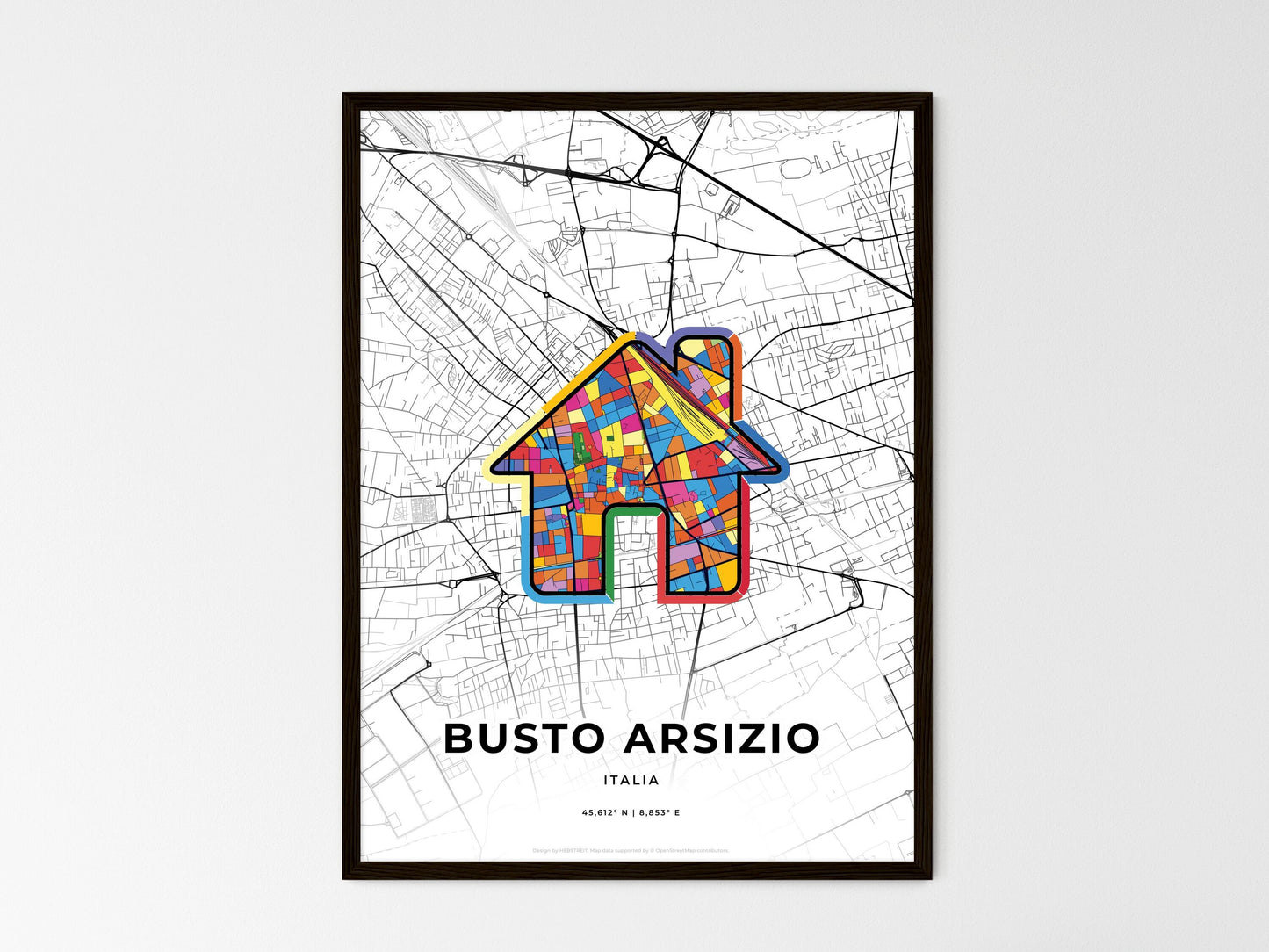 Busto Arsizio Italy wedding art map with home icon