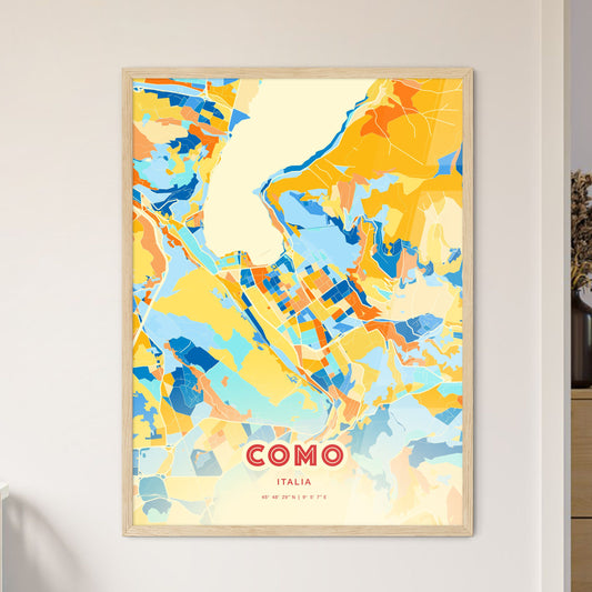 Colorful Como Italy Fine Art Map Blue Orange