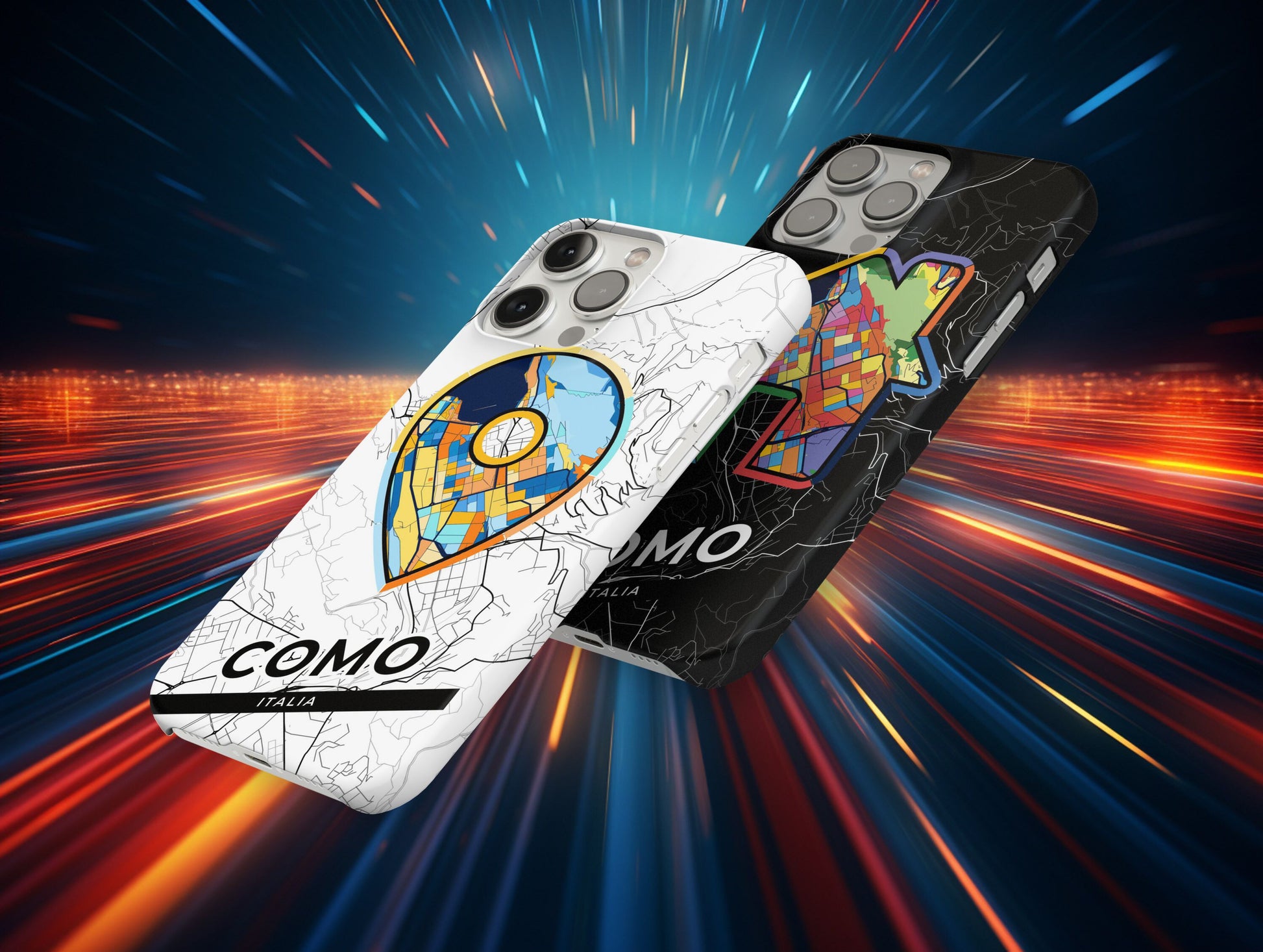 Como Italy slim phone case with colorful icon. Birthday, wedding or housewarming gift. Couple match cases.