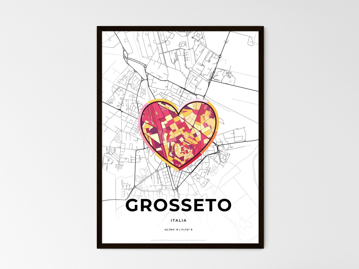 Grosseto Italy wedding art map with heart icon