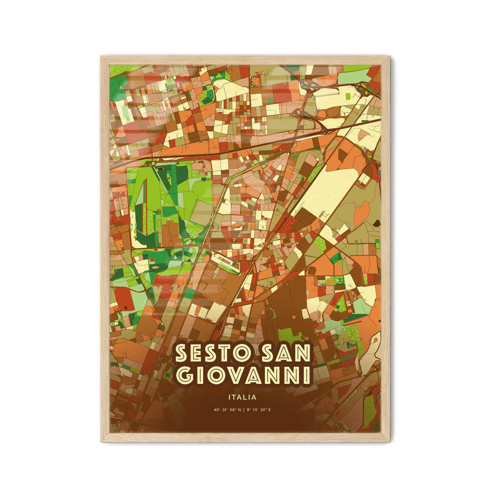 Colorful SESTO SAN GIOVANNI ITALY Fine Art Map Farmhouse