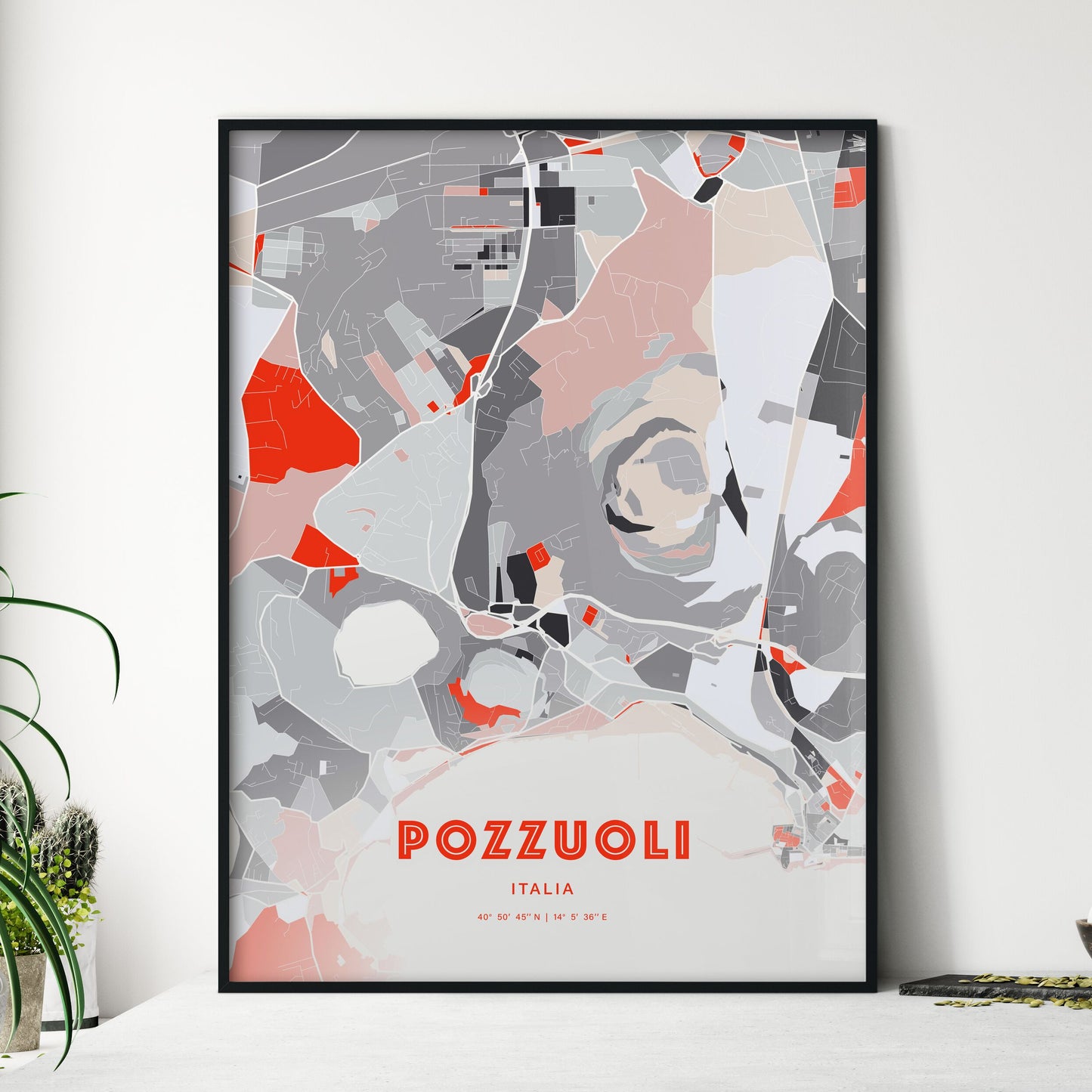 Colorful POZZUOLI ITALY Fine Art Map Modern