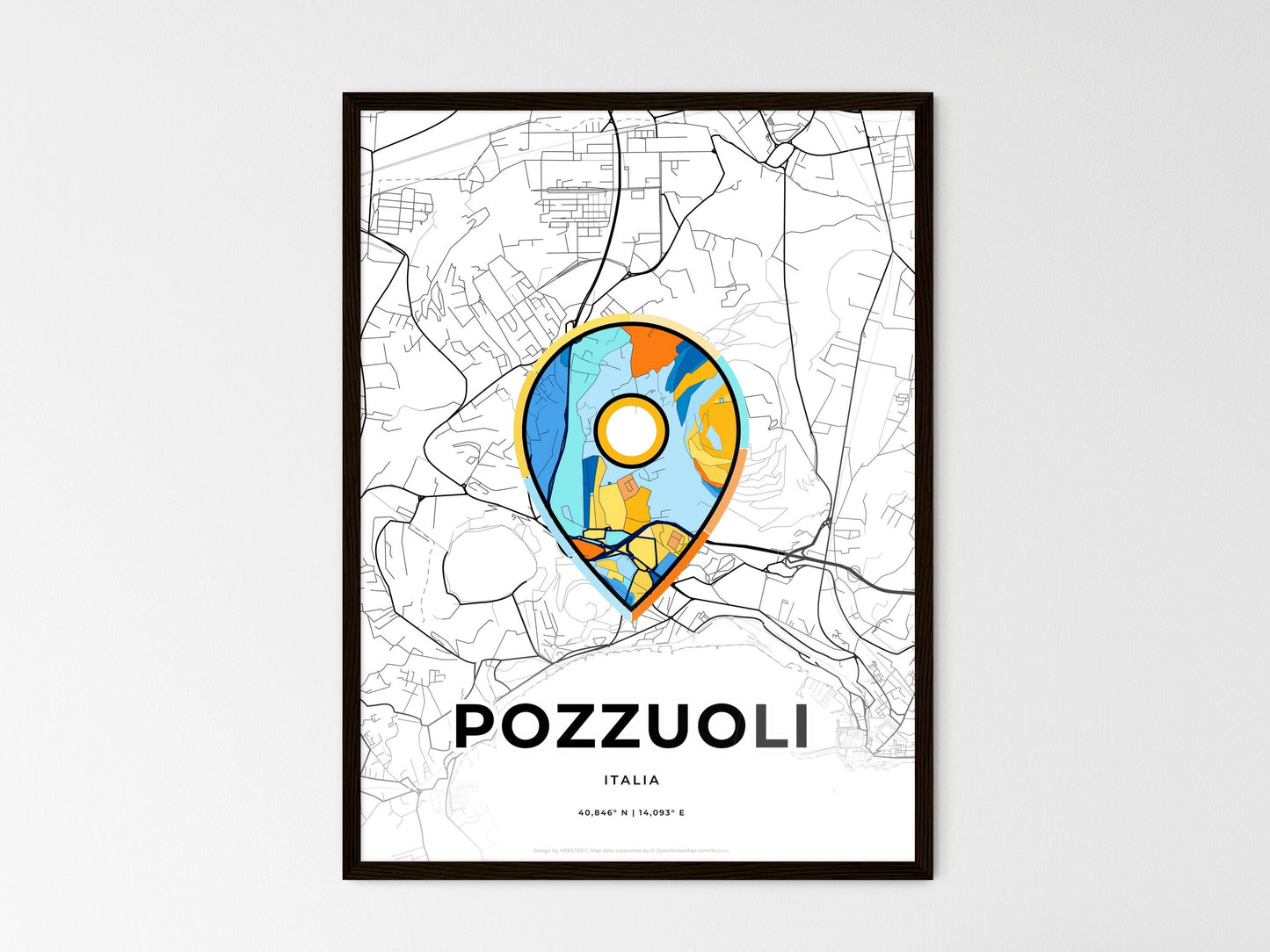 Pozzuoli Italy wedding art map with pointer icon