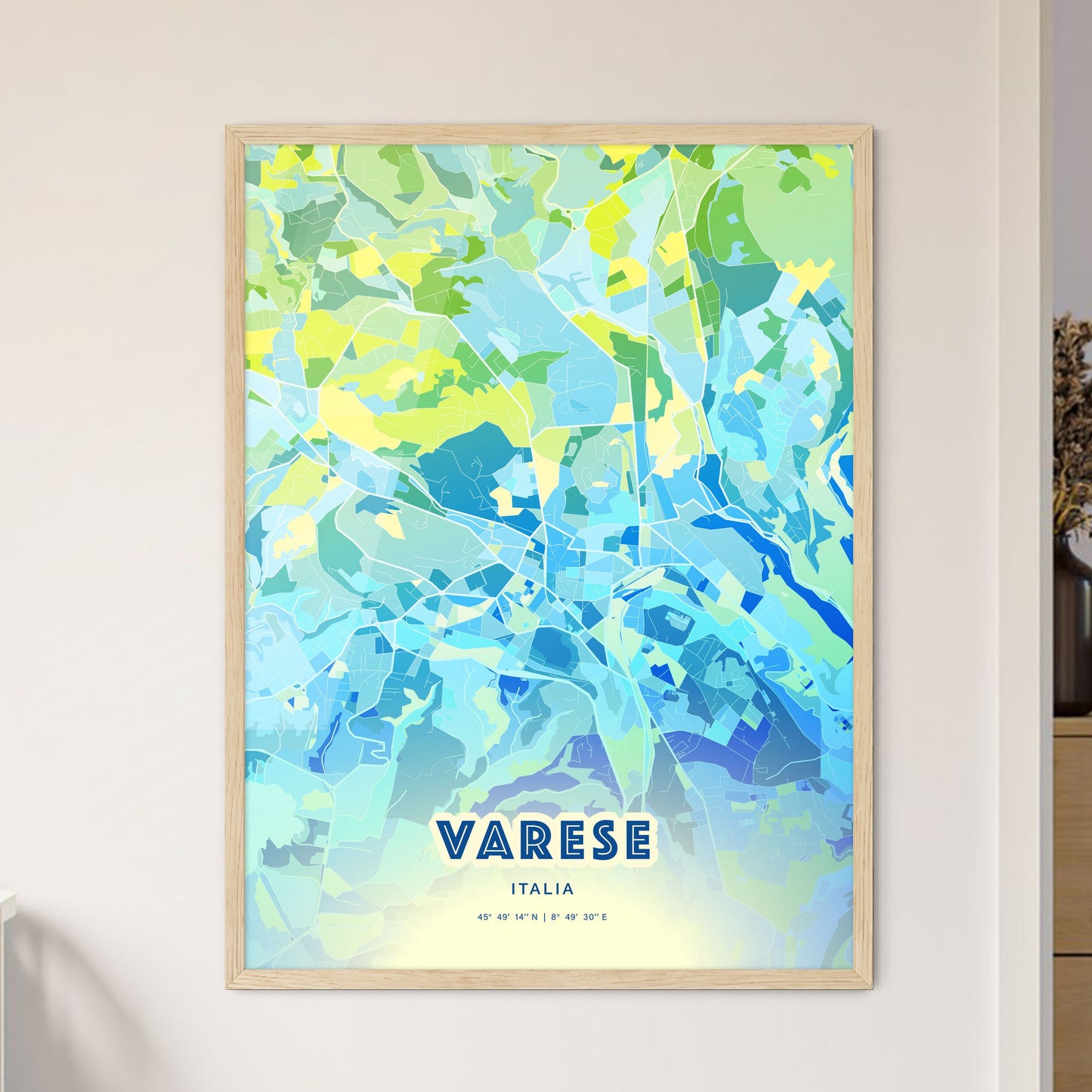 Colorful VARESE ITALY Fine Art Map Cool Blue