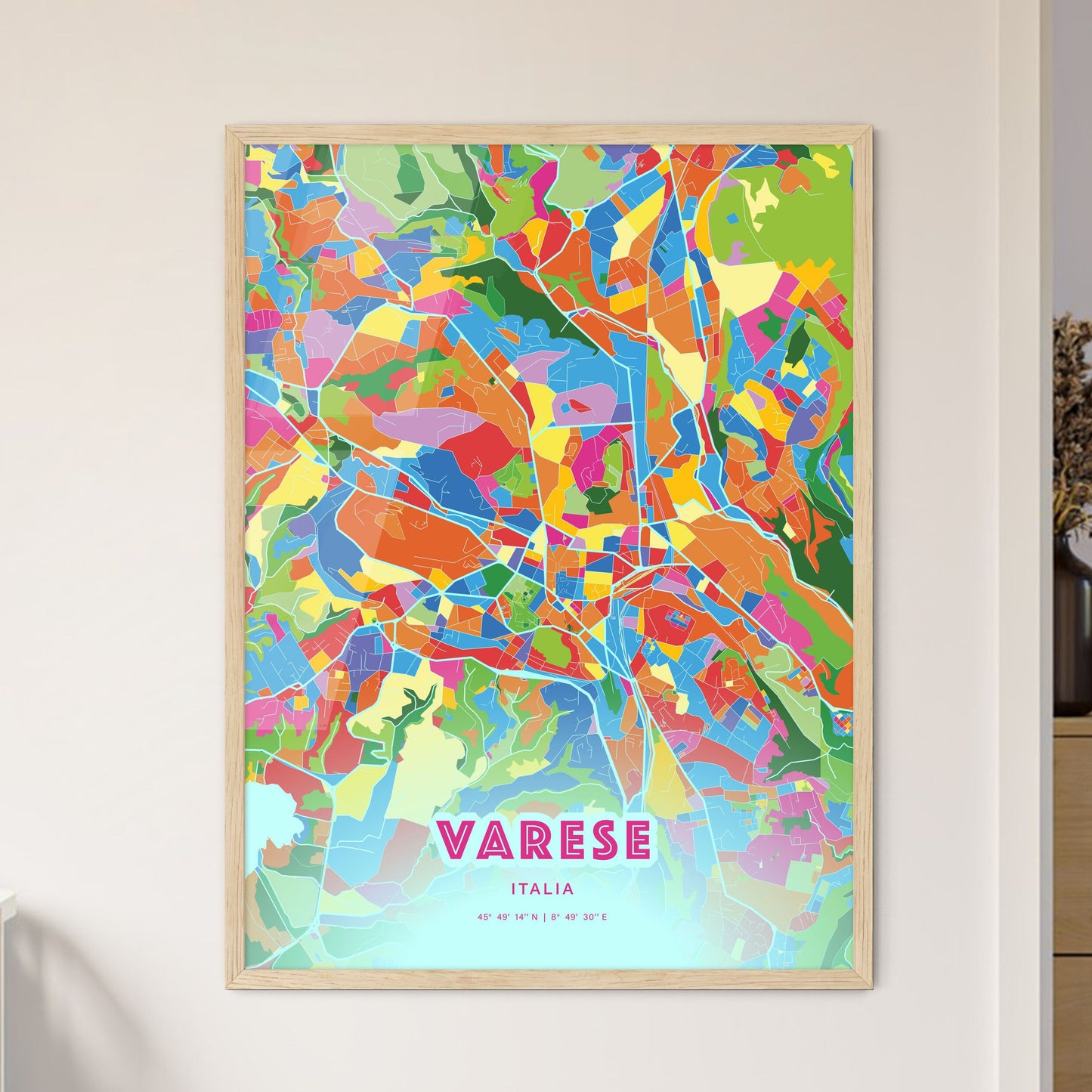 Colorful VARESE ITALY Fine Art Map Crazy Colors