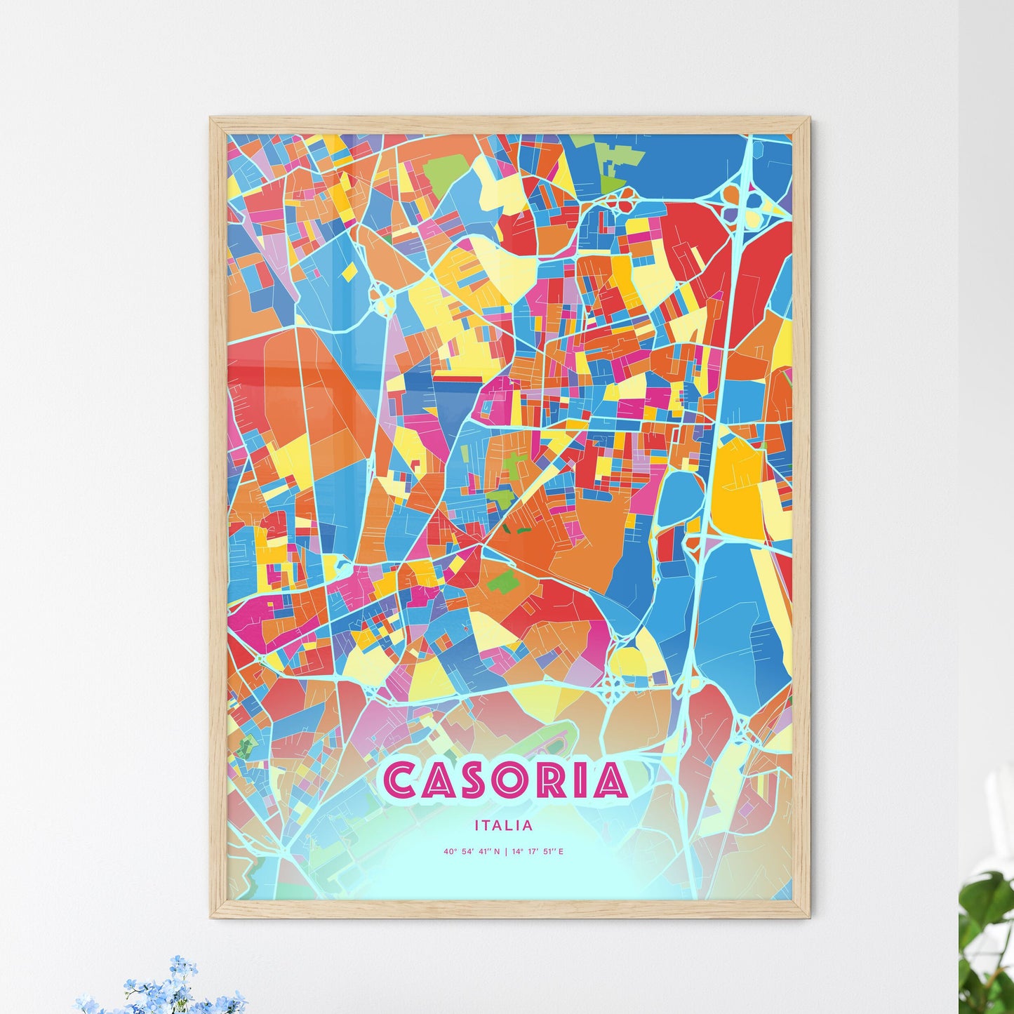 Colorful CASORIA ITALY Fine Art Map Crazy Colors