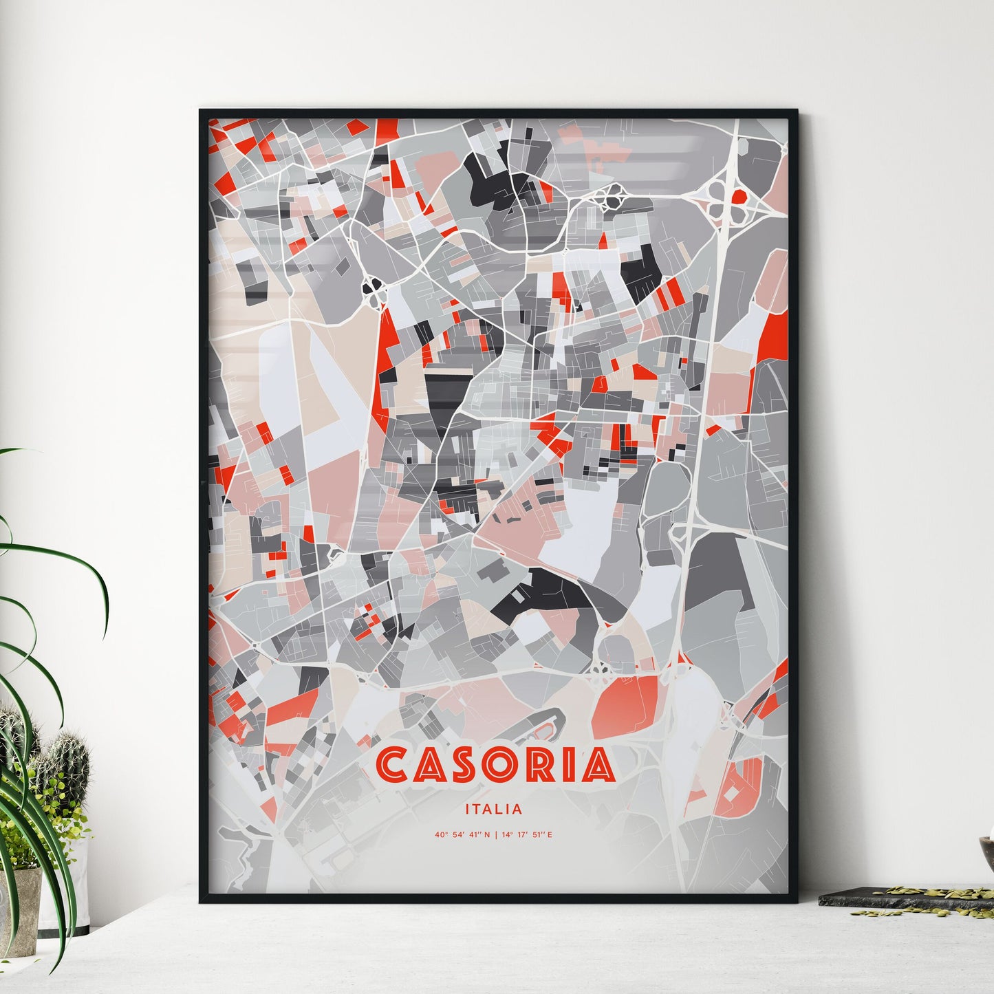 Colorful CASORIA ITALY Fine Art Map Modern